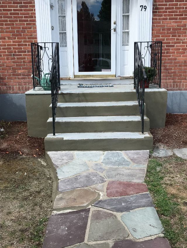 Repaired steps with concrete still fresh