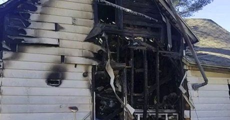 fire damaged house