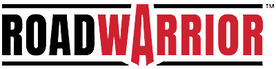 The word ROADWARRIOR in a bold, stylized font, with ROAD in black and WARRIOR in red, centered between black lines.