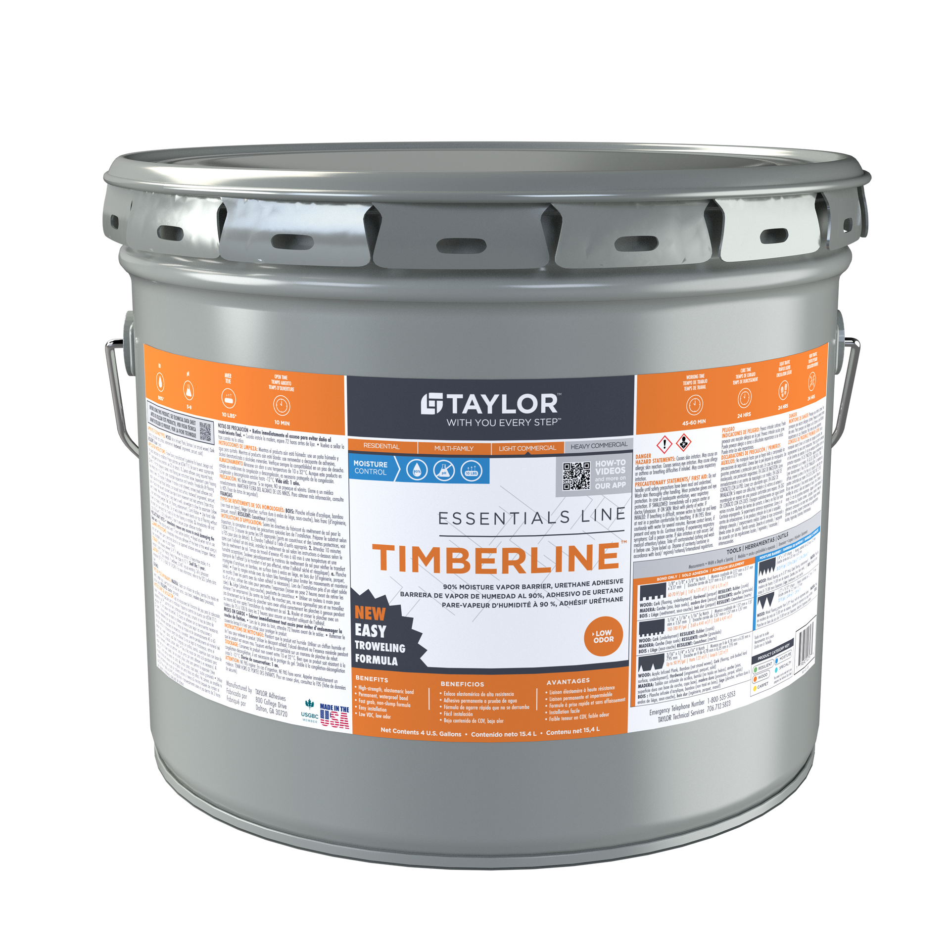 A bucket of timberline paint on a white background.