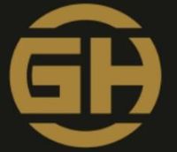 The letter h is in a circle on a black background.