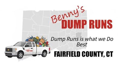 A white truck loaded with junk, Benny's Dump Runs, Fairfield County, CT.
