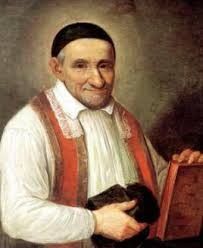 A painting of a man holding a book in his hands.