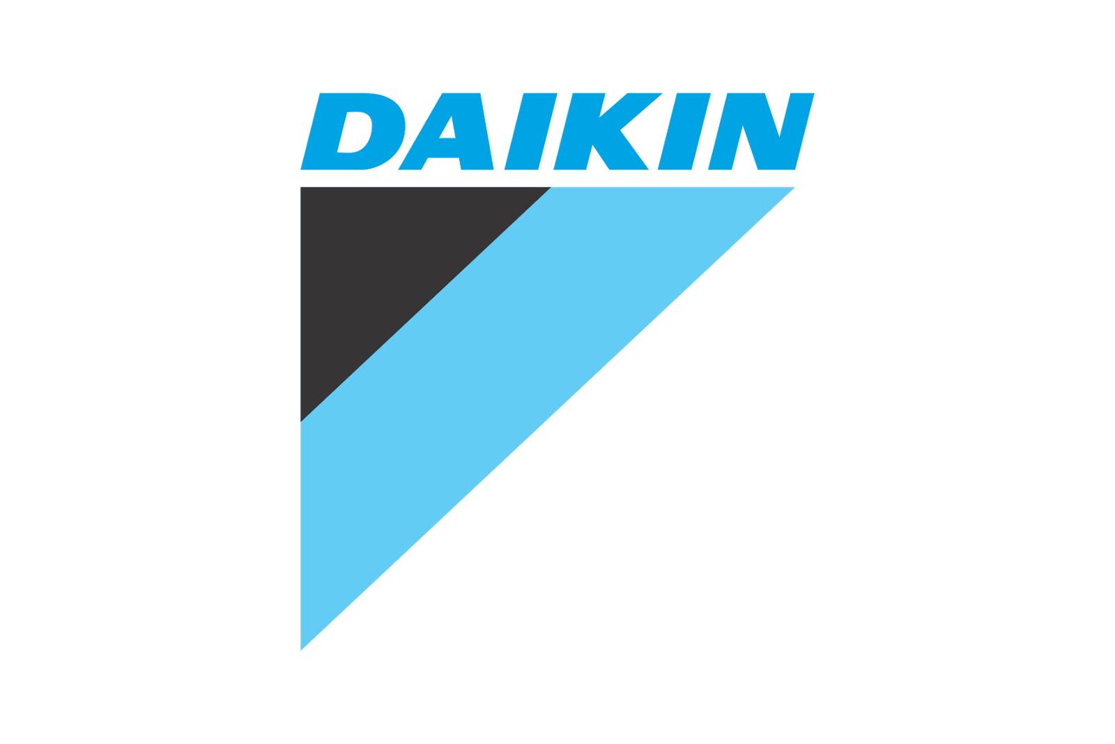 A blue and black logo for daikin on a white background