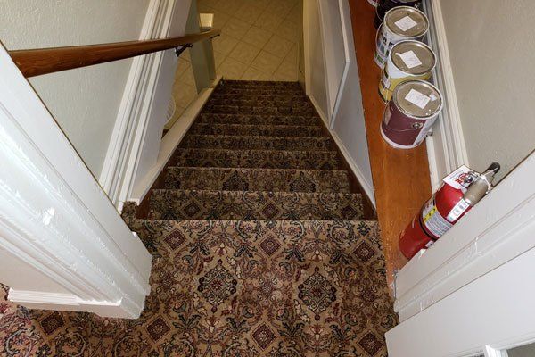 Carpeted stairs