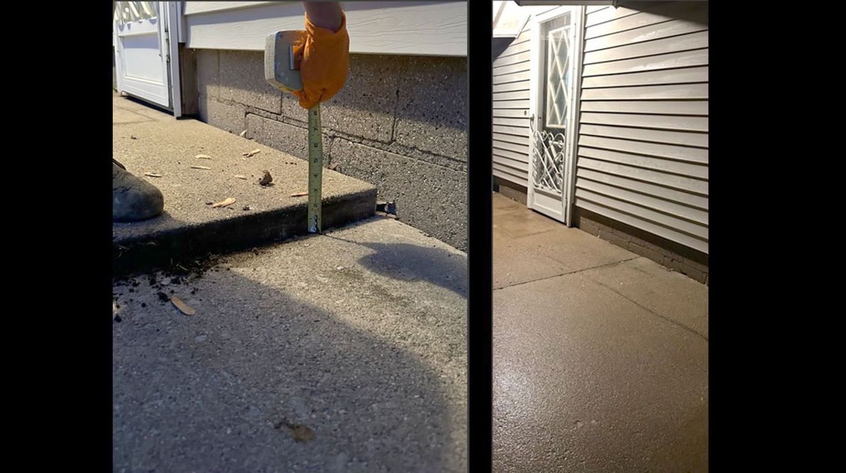 Before and after concrete lifting process