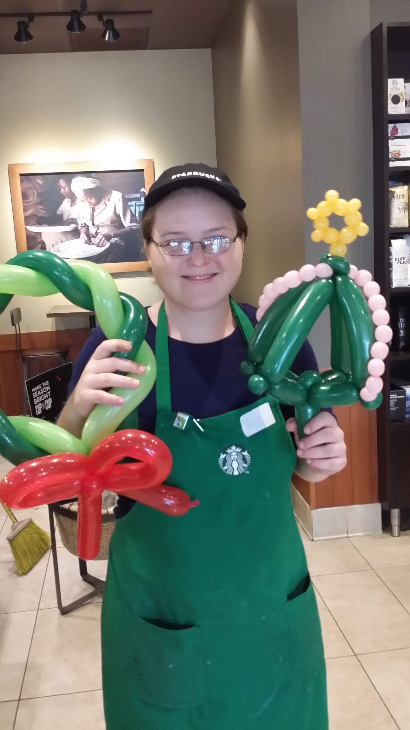 woman with balloon sculptures