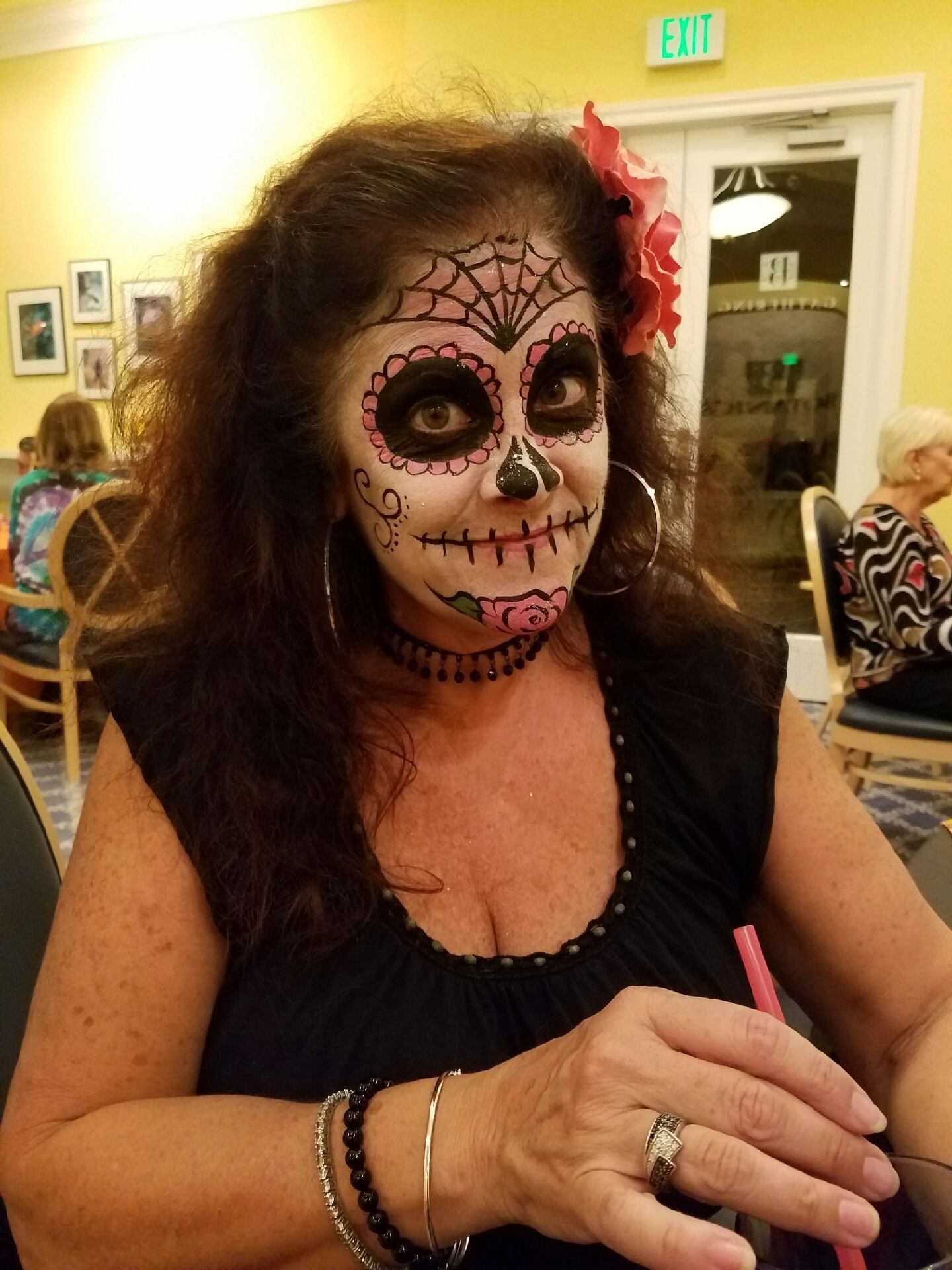 Woman with sugar skull face paint