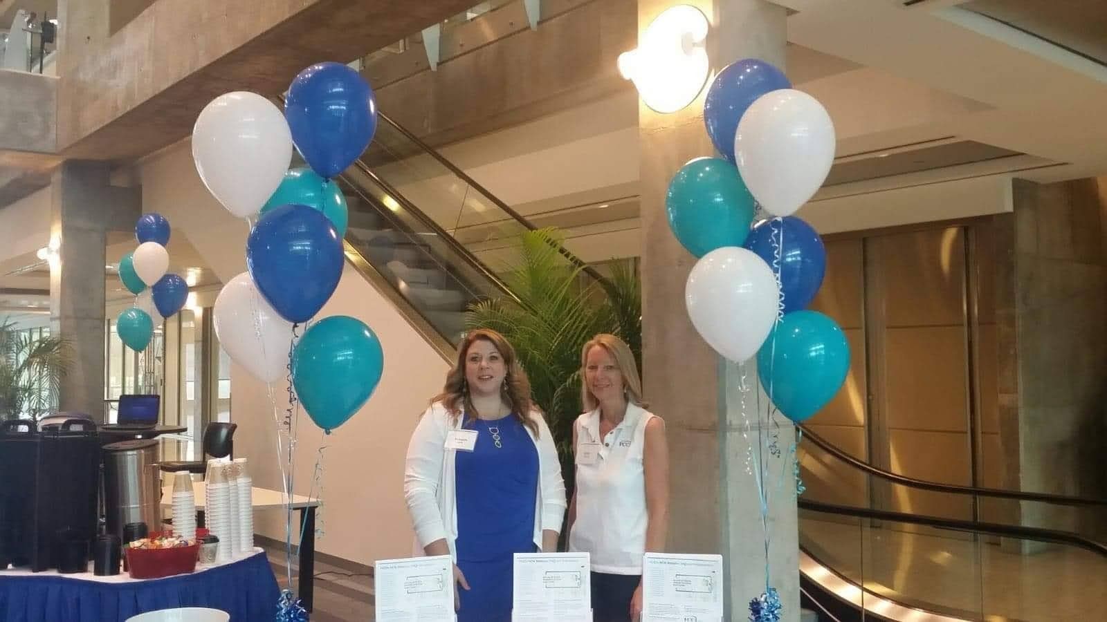 white blue mint balloons