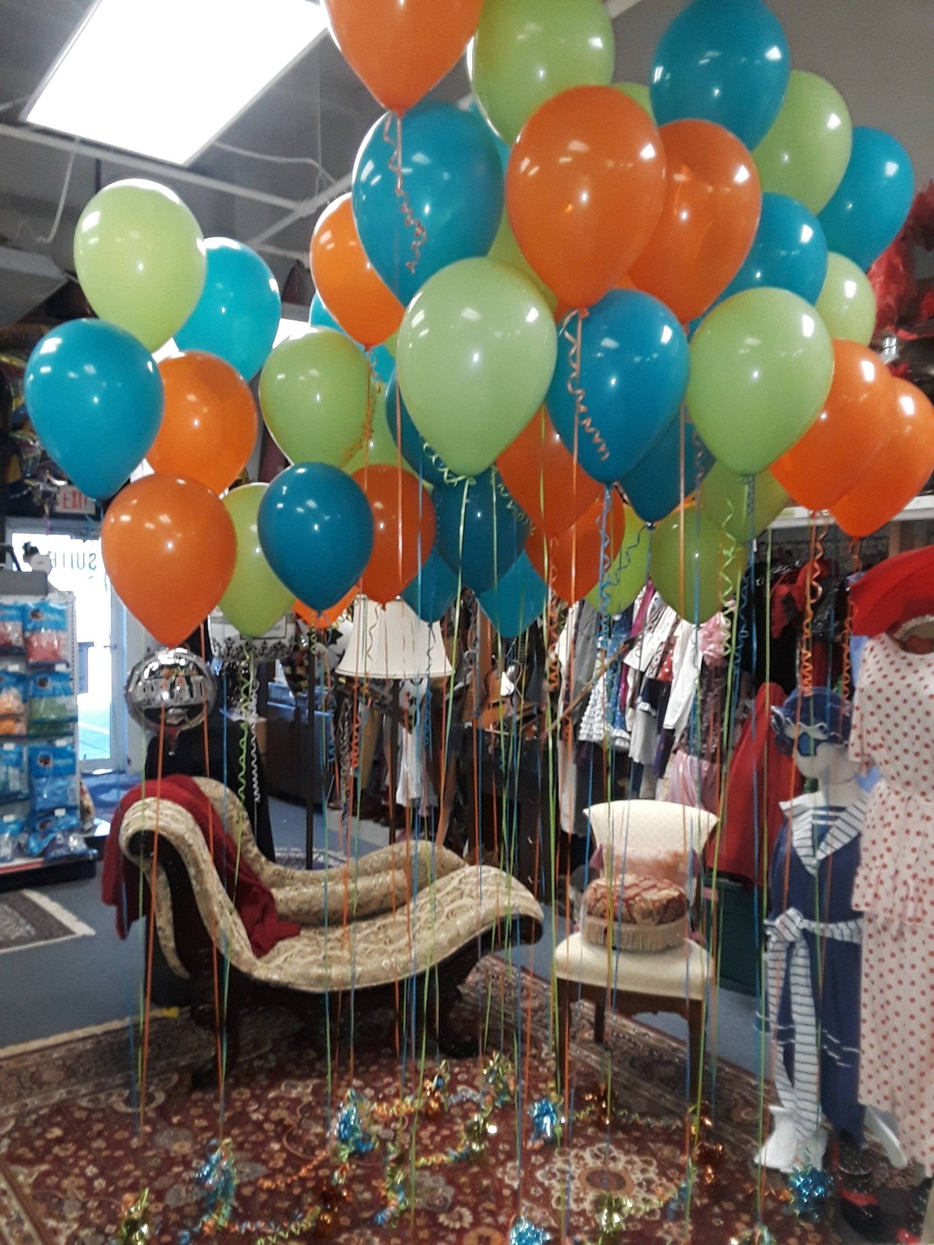 blue mint orange balloons