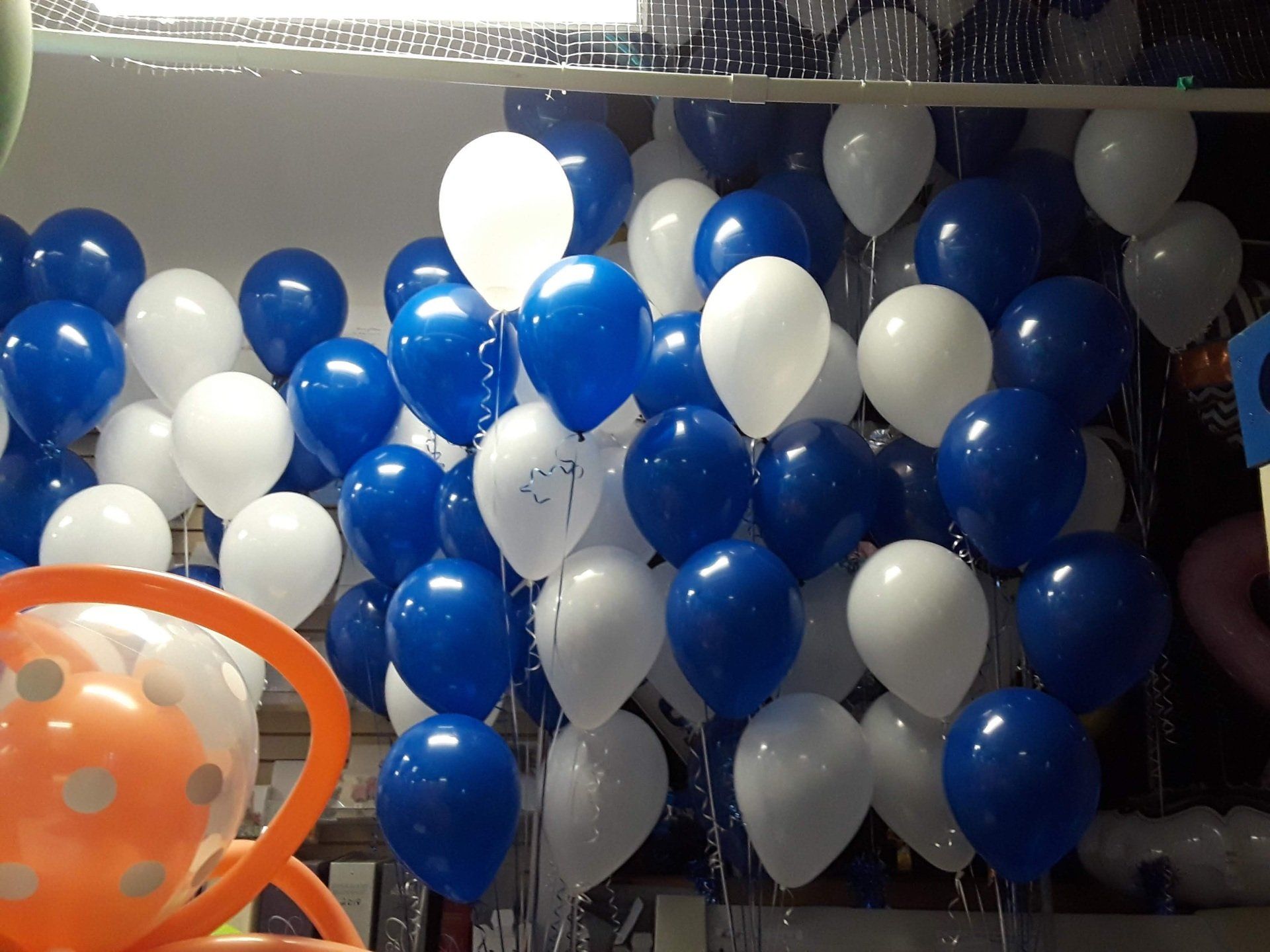 blue and white balloons