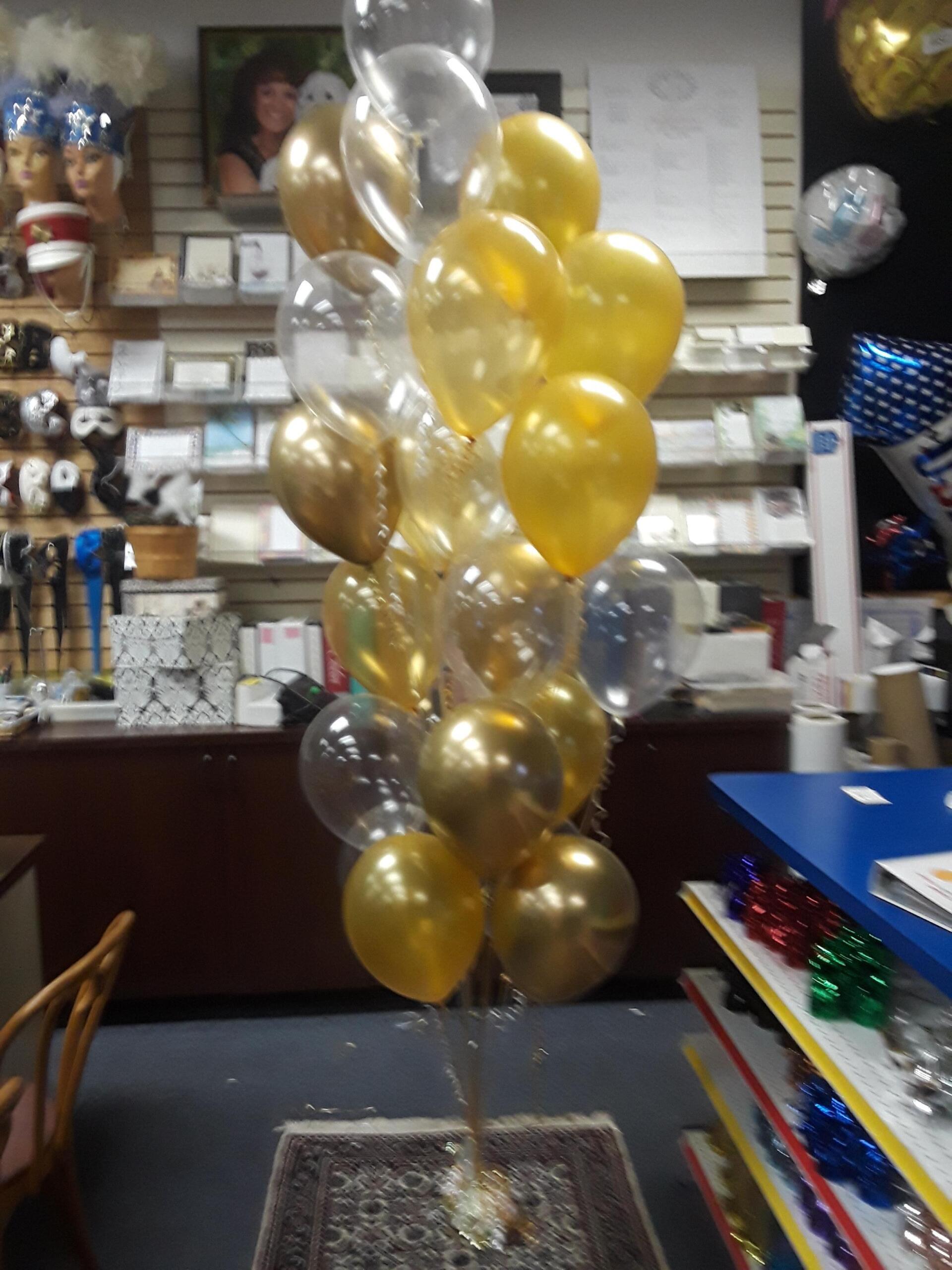 transparent gold and yellow balloons