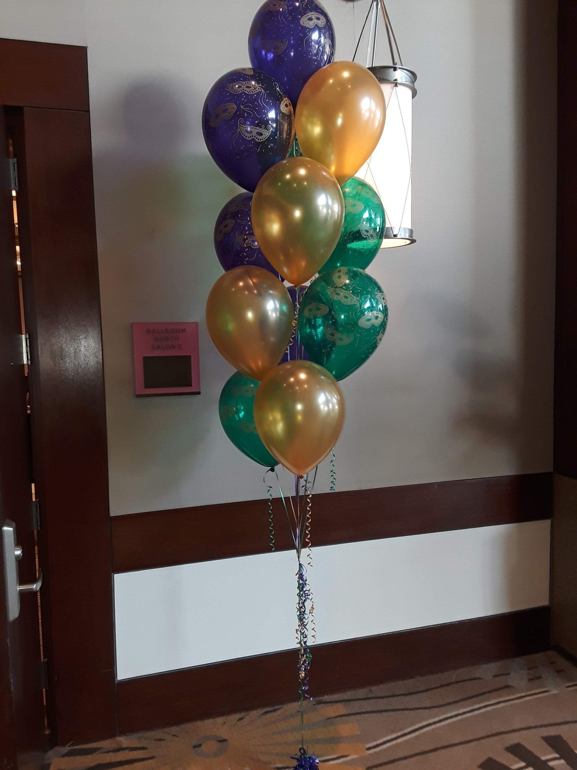 blue gold and green balloons