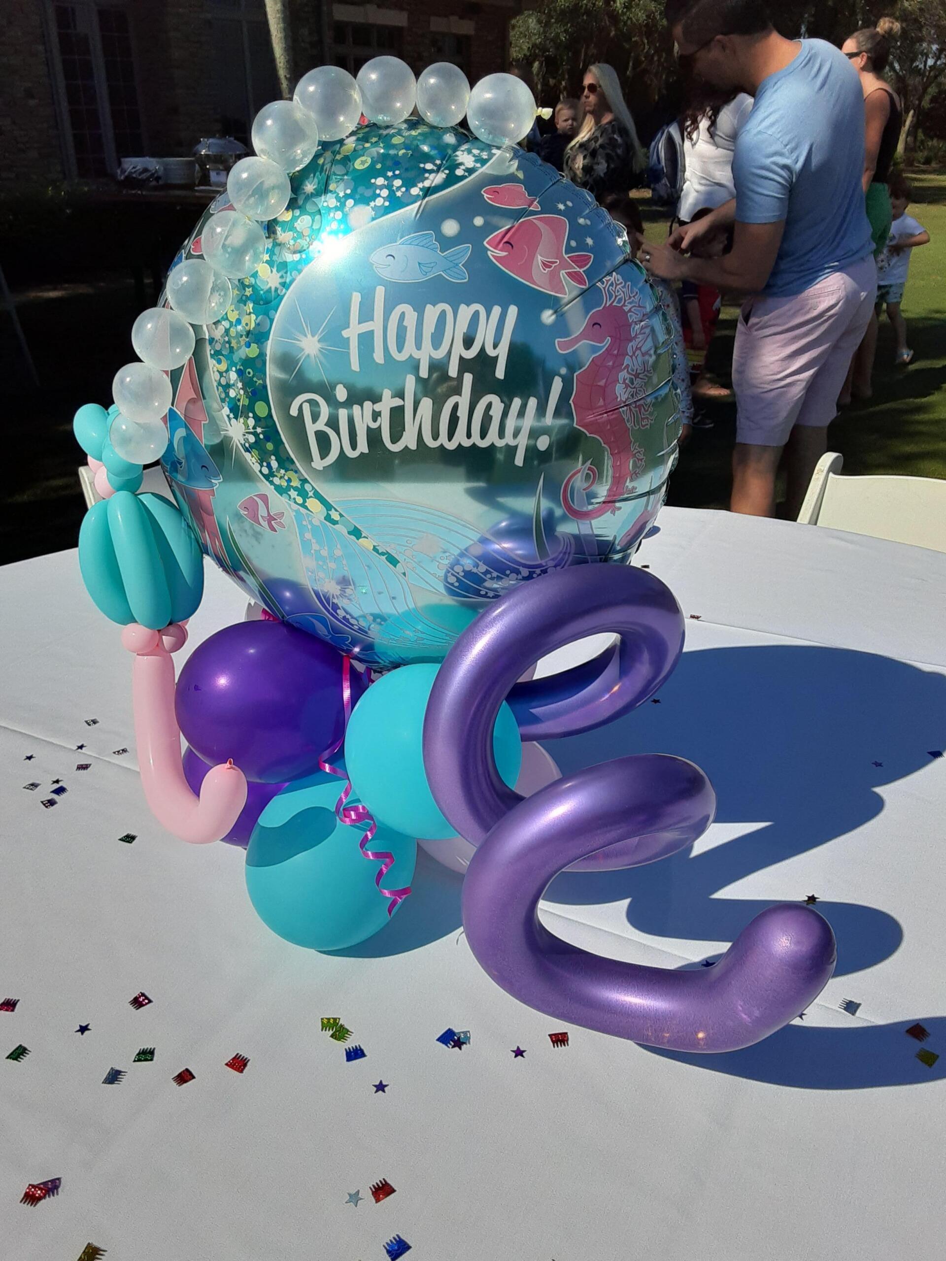 A birthday balloon with the words happy birthday on it