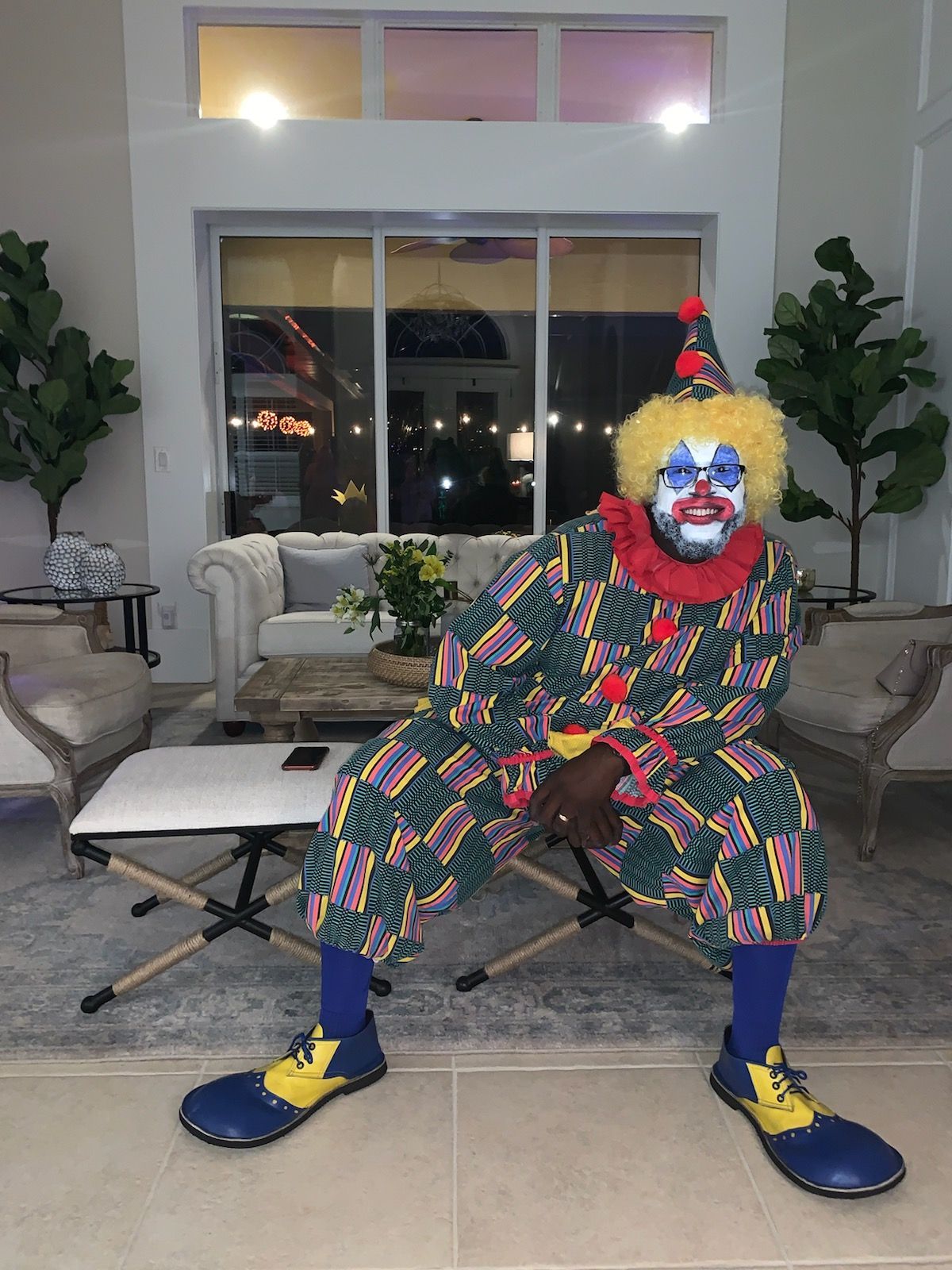 Colorful clown costume