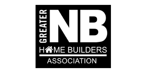 Black and white logo for Greater NB Home Builders Association. Features the letters