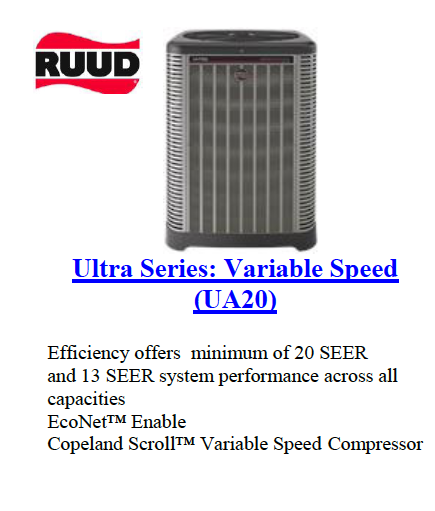 A brochure for a ruud variable speed compressor