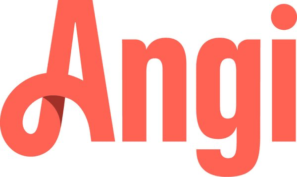 The word angi is written in red on a white background