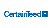 The certainteed logo is blue and white on a white background.
