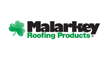 The logo for malarkey roofing products has a clover on it.