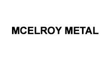 A black and white logo for mcelroy metal on a white background.