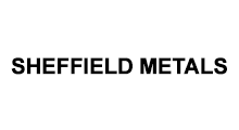 A black and white logo for sheffield metals on a white background.