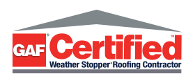 The logo for gaf certified weather stopper roofing contractor.