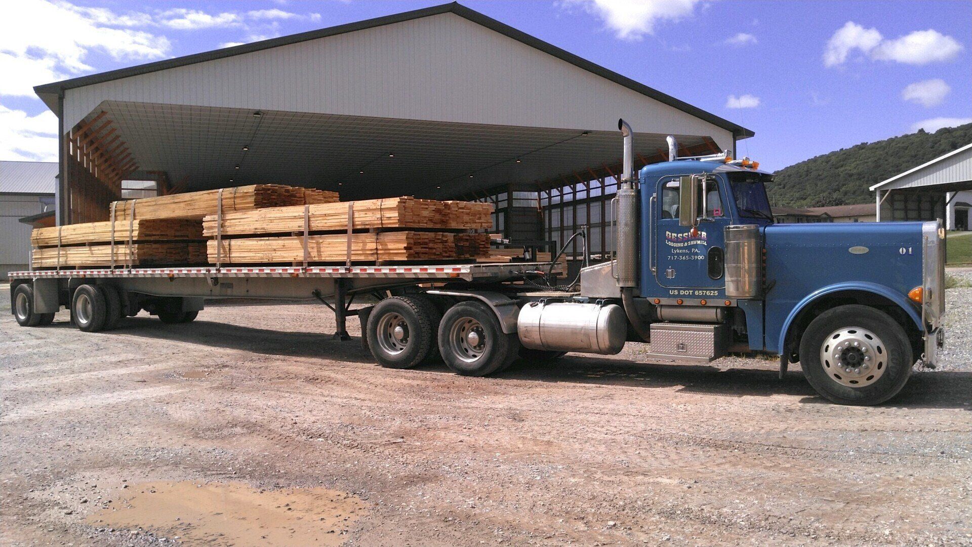 Truck transporting lumber