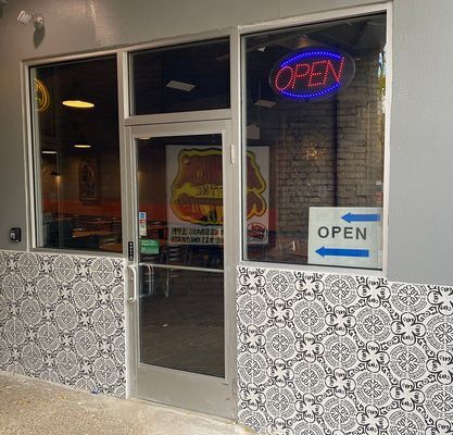 Restaurant entrance with an 