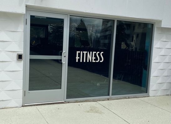 Entrance to a fitness center with 