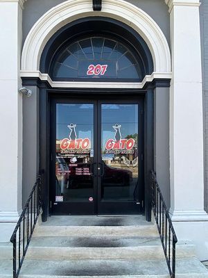 Black double doors with 