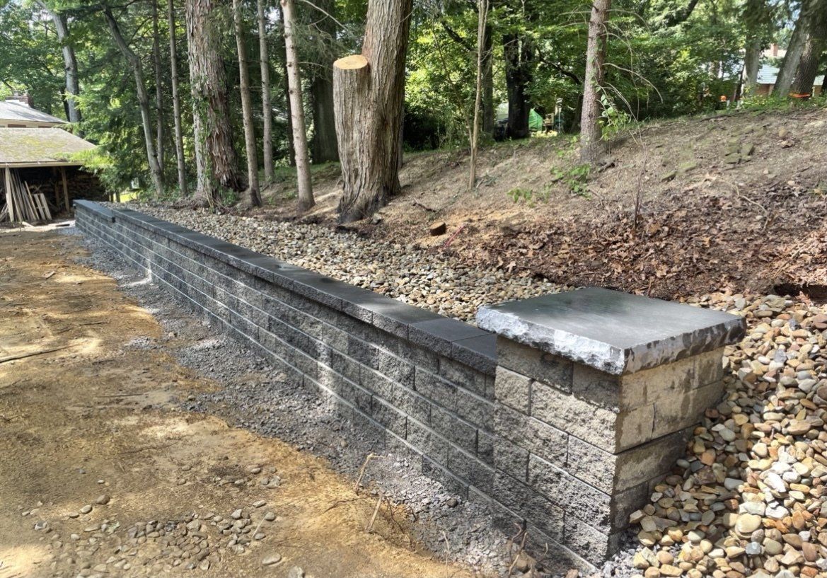 side view of retaining wall