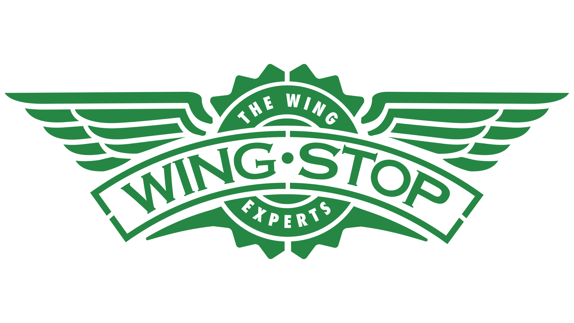 The wing stop logo is green and has wings on it.