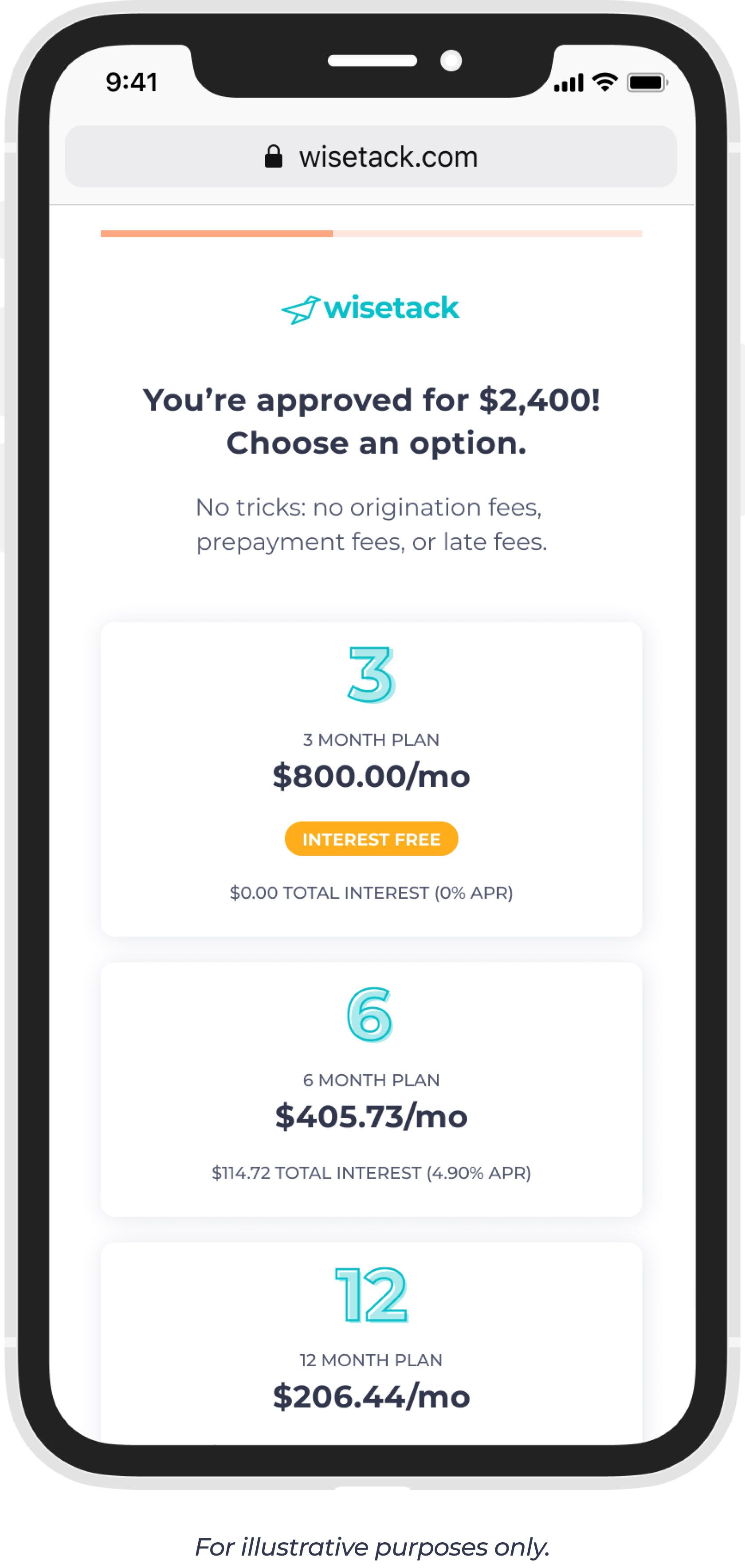 Wisetack financing mobile illustration