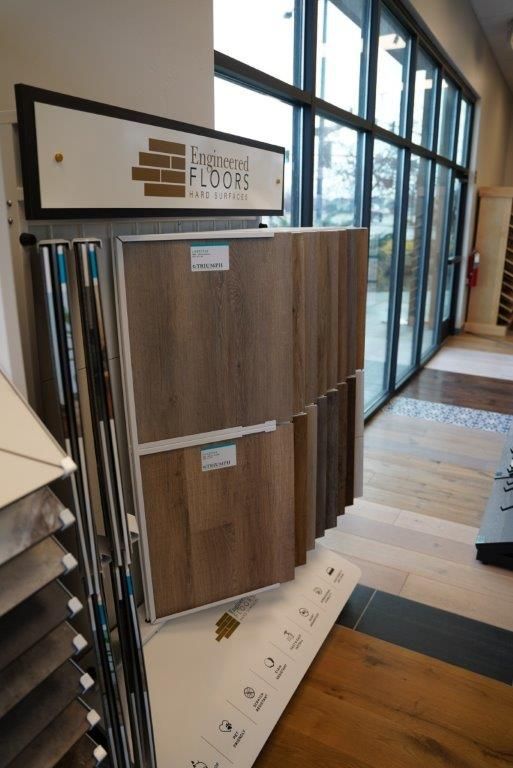 display of different types of flooring in a store.