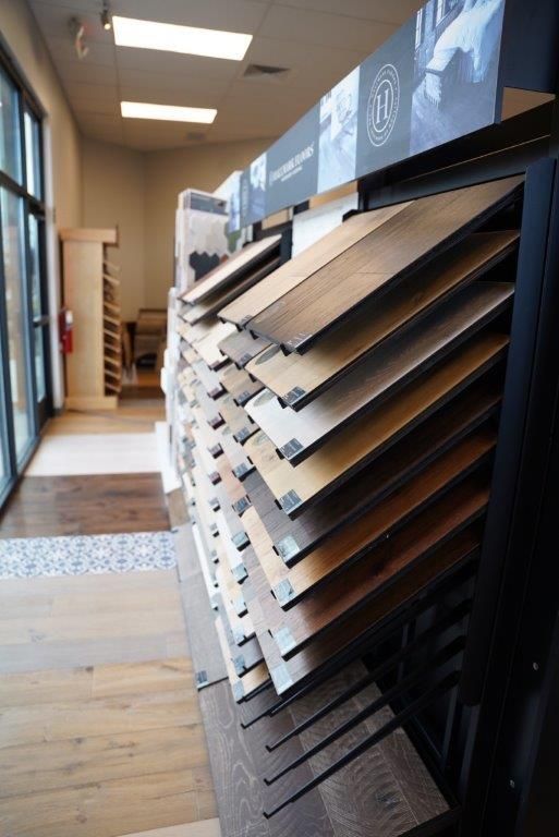 a display of hardwood floors in a store.
