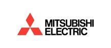 The mitsubishi electric logo is red and black on a white background.