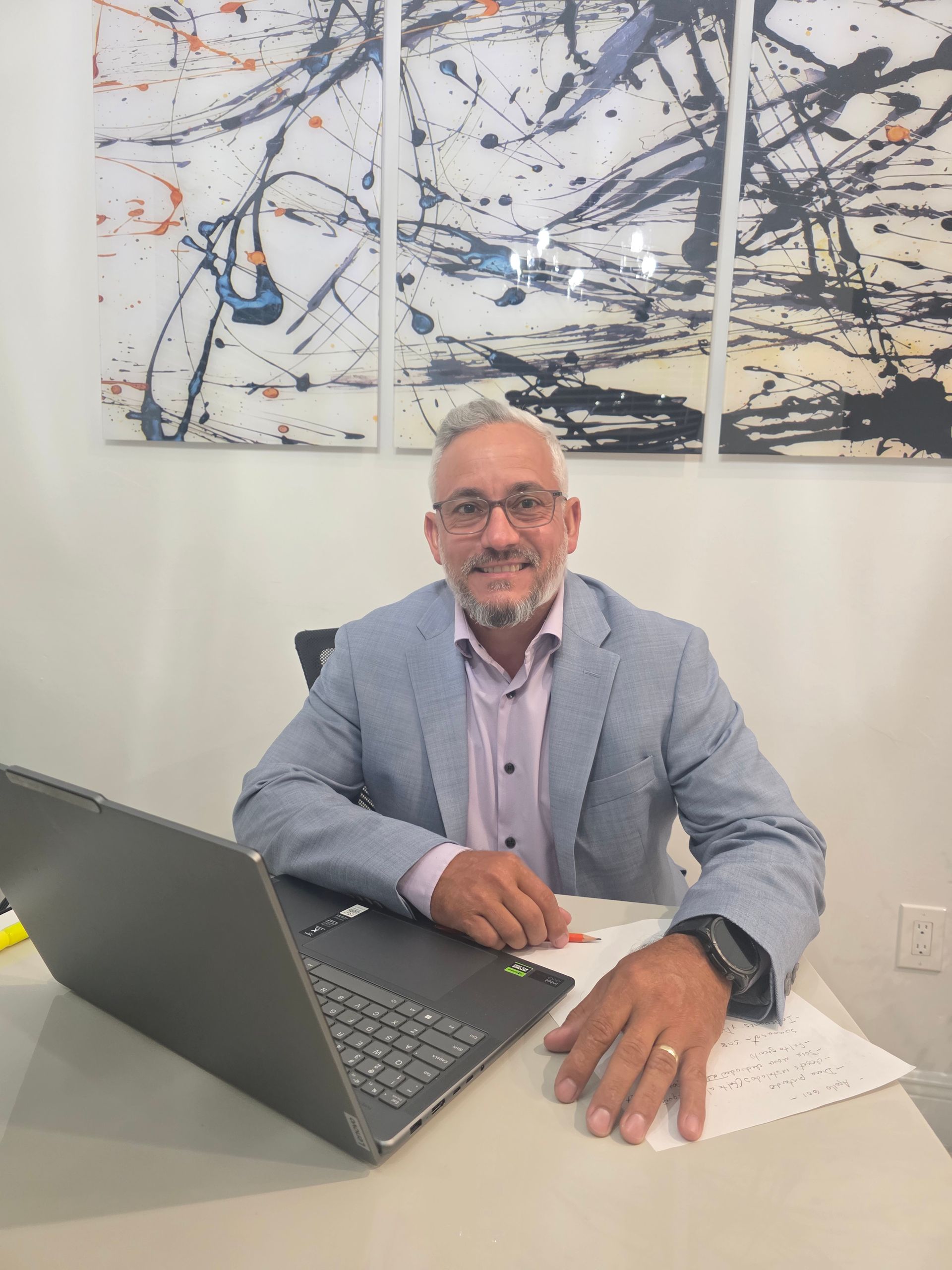 An image of owner and founder Ricardo Cabrera on his laptop computer.