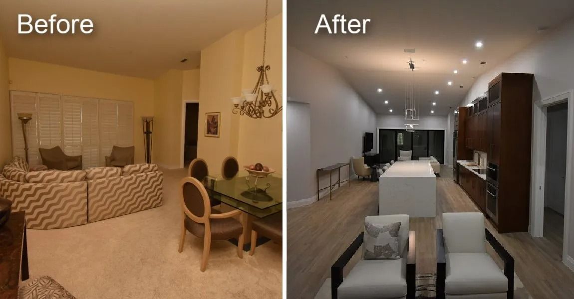 Before and after photos of a kitchen remodel