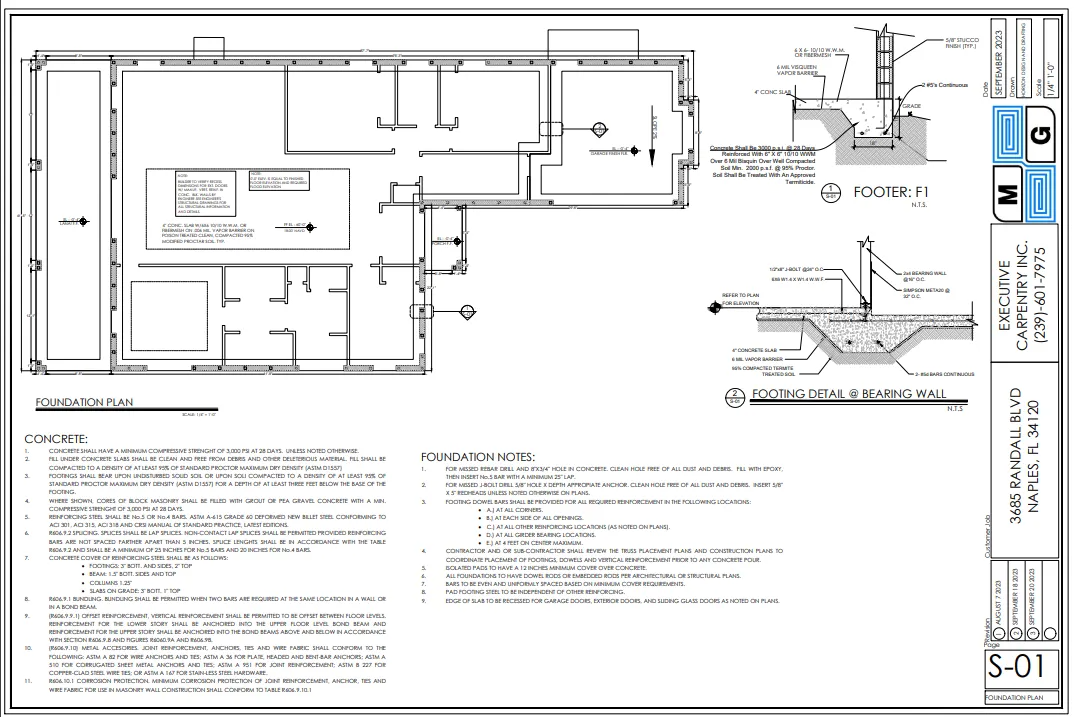 Architectural floor plan of a building with multiple rooms, labeled and dimensioned.