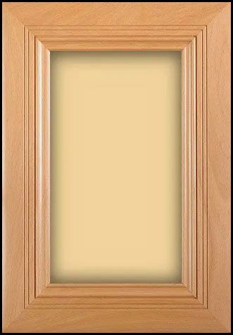 Light wood cabinet door with a recessed center panel.