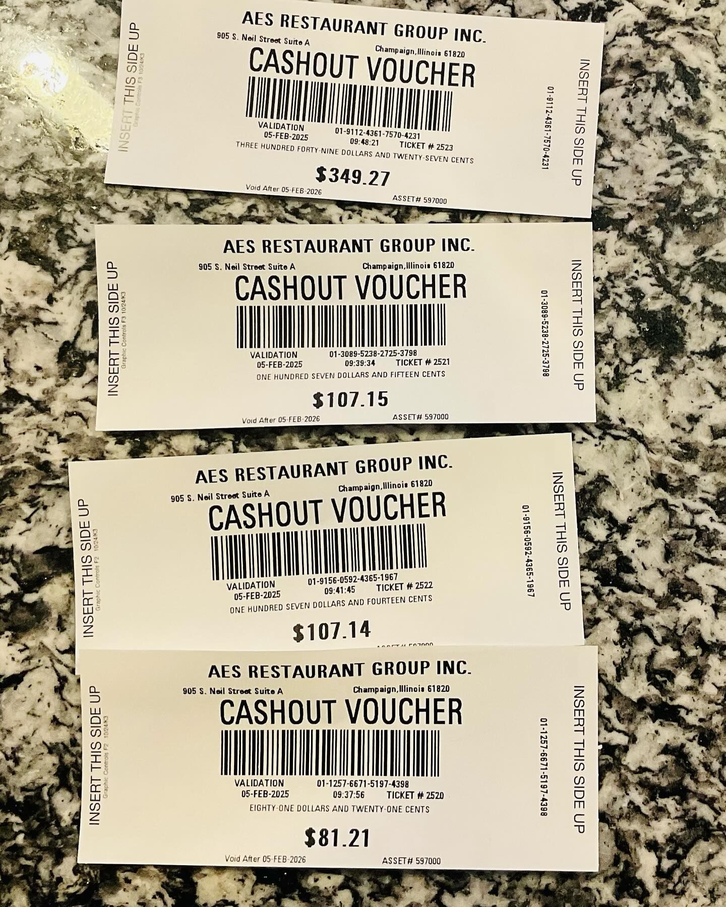 multiple cashout vouchers