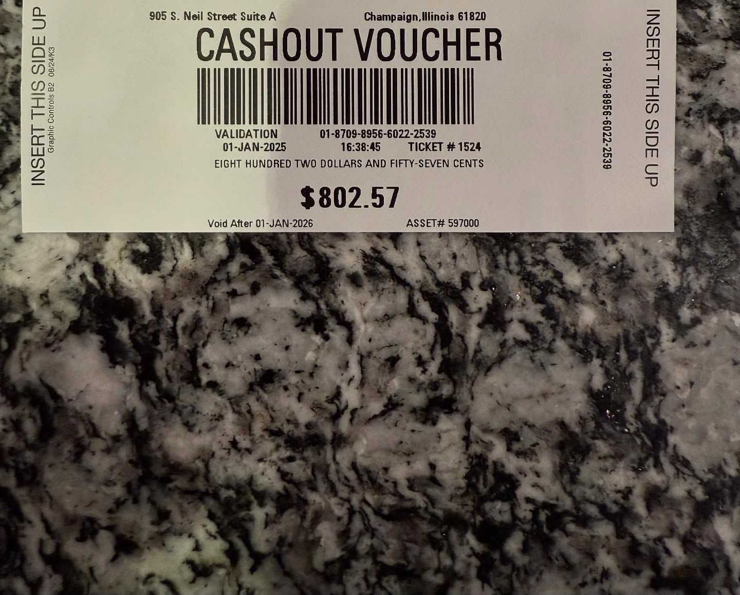 $802.57 cashout voucher