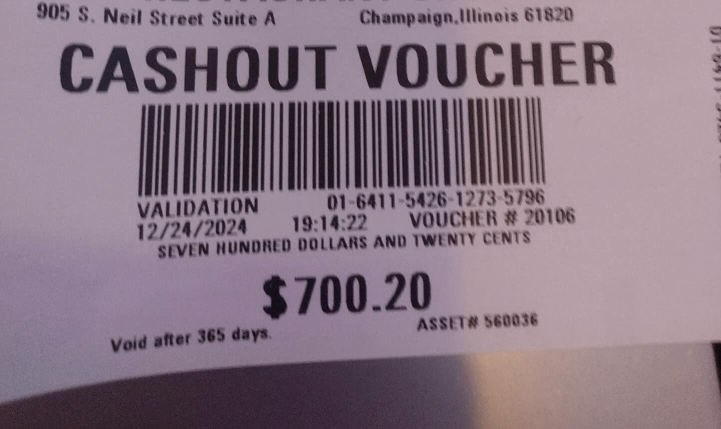 $700.20 cashout voucher