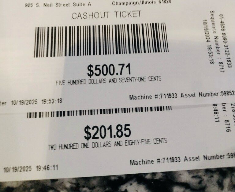 two cashout vouchers