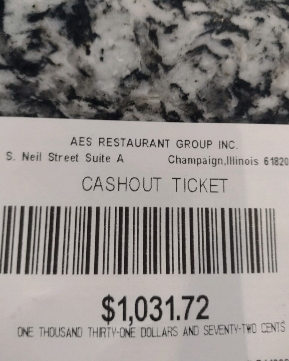 $1031.72 cashout ticket