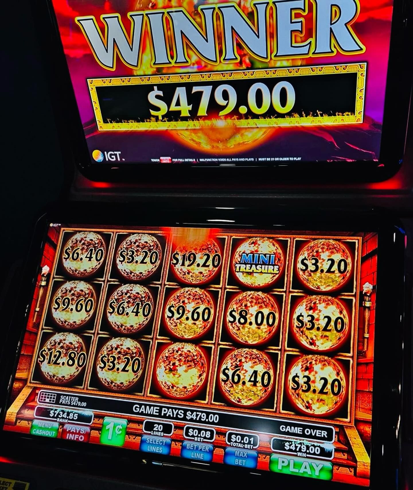 winner for the Cash Eruption game