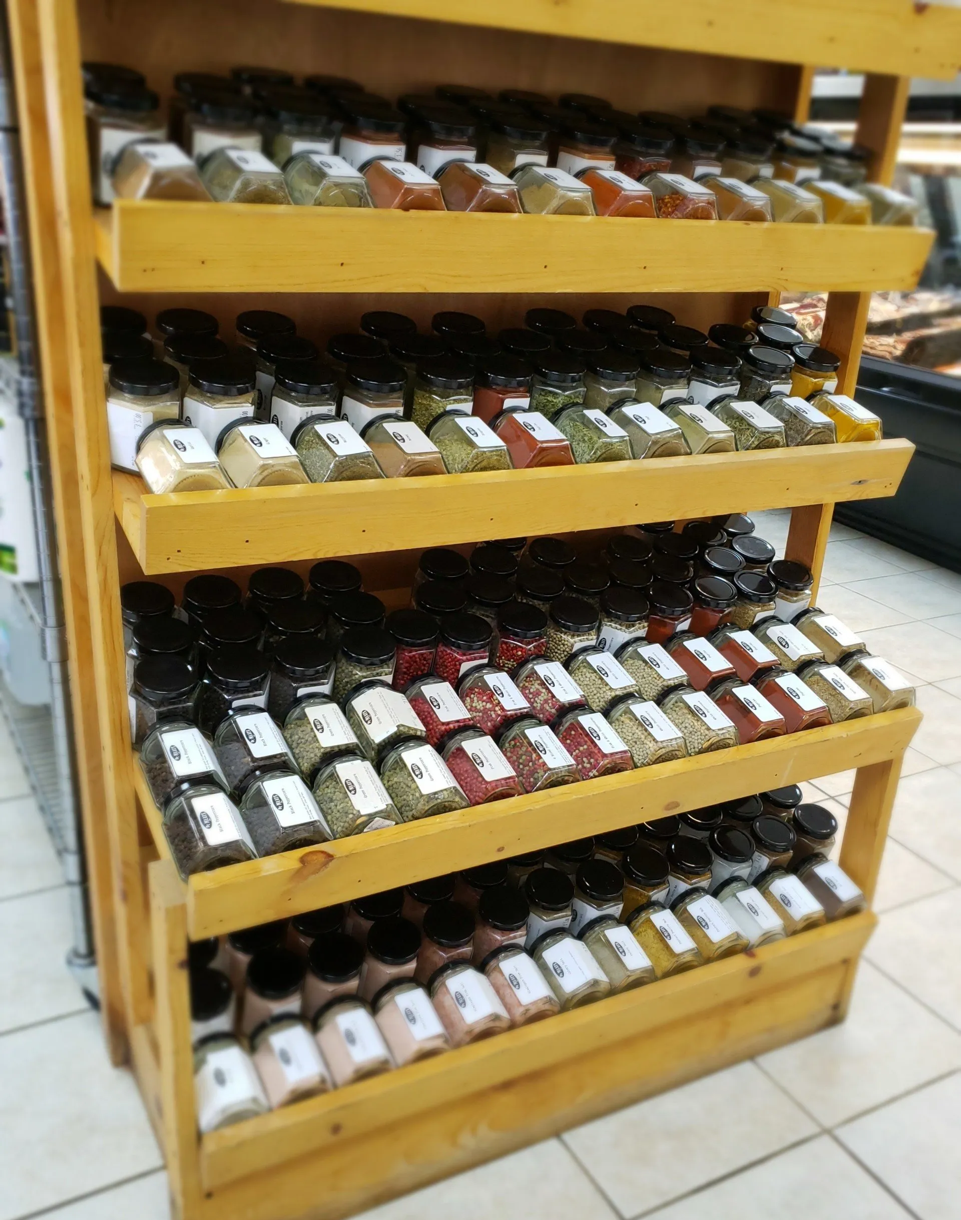 Spices on bottles