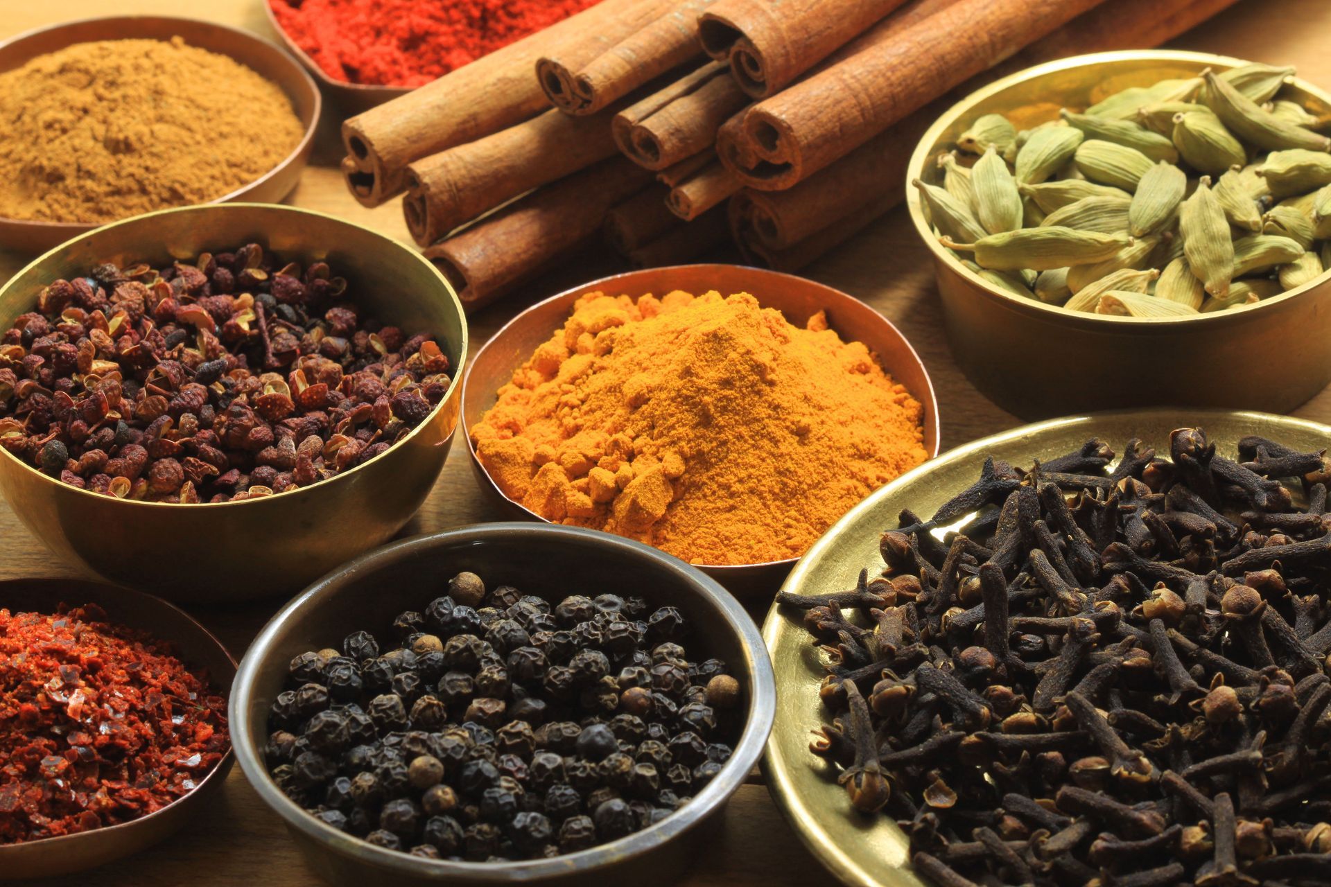 Spices on bottles