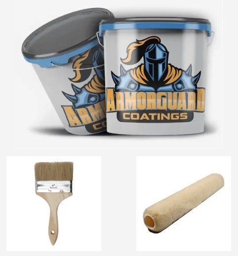 Amohquah Coatings logo on paint can with brush and paint roller icons